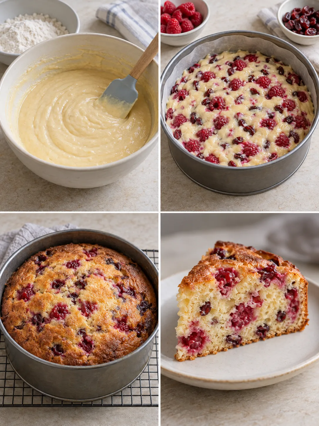 Yogurt cake with raspberries and vanilla — cranberries