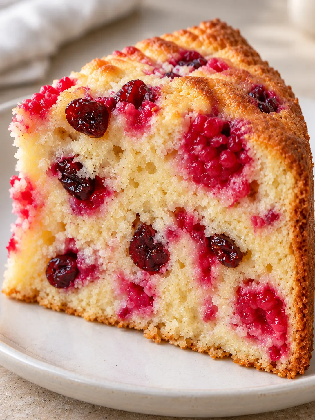 Yogurt cake with raspberries and vanilla — cranberries