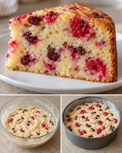 Yogurt cake with raspberries and vanilla — cranberries