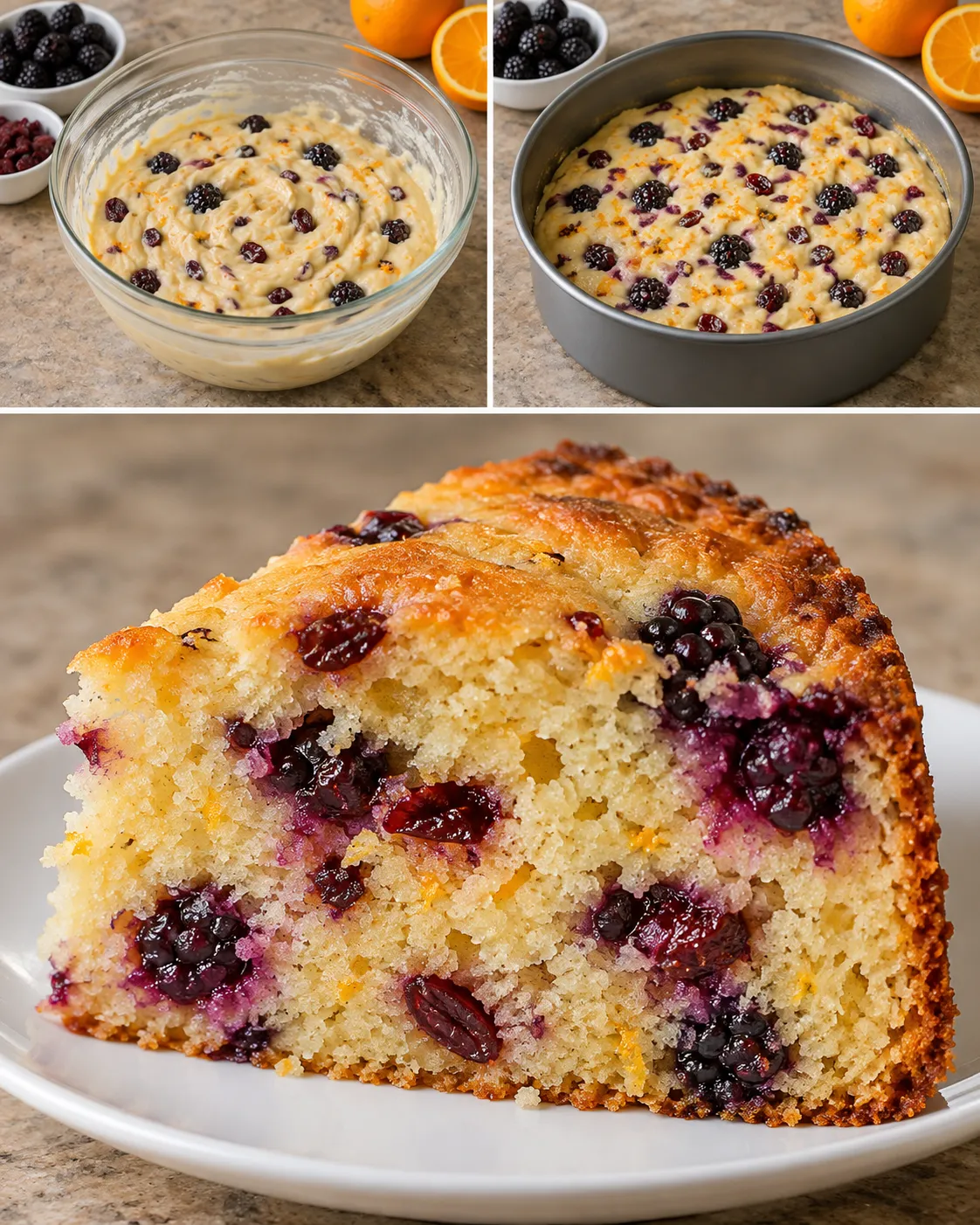 Yogurt cake with blackberries and orange — cranberries