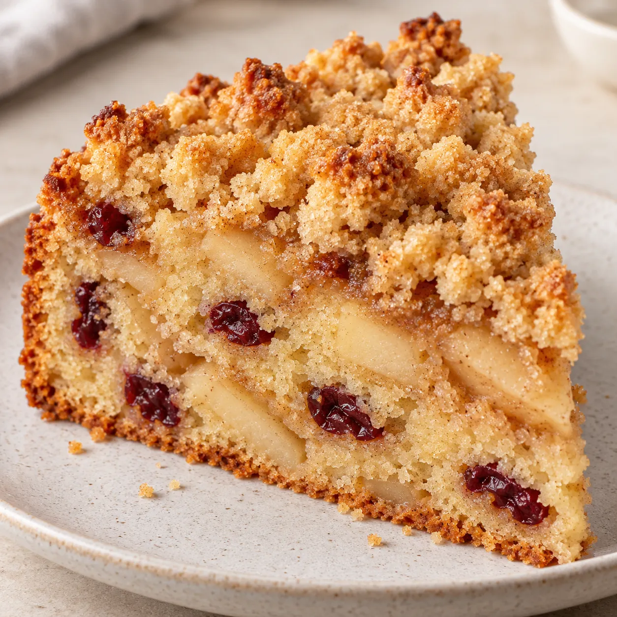 Crumble cake with apple and cinnamon — cranberries