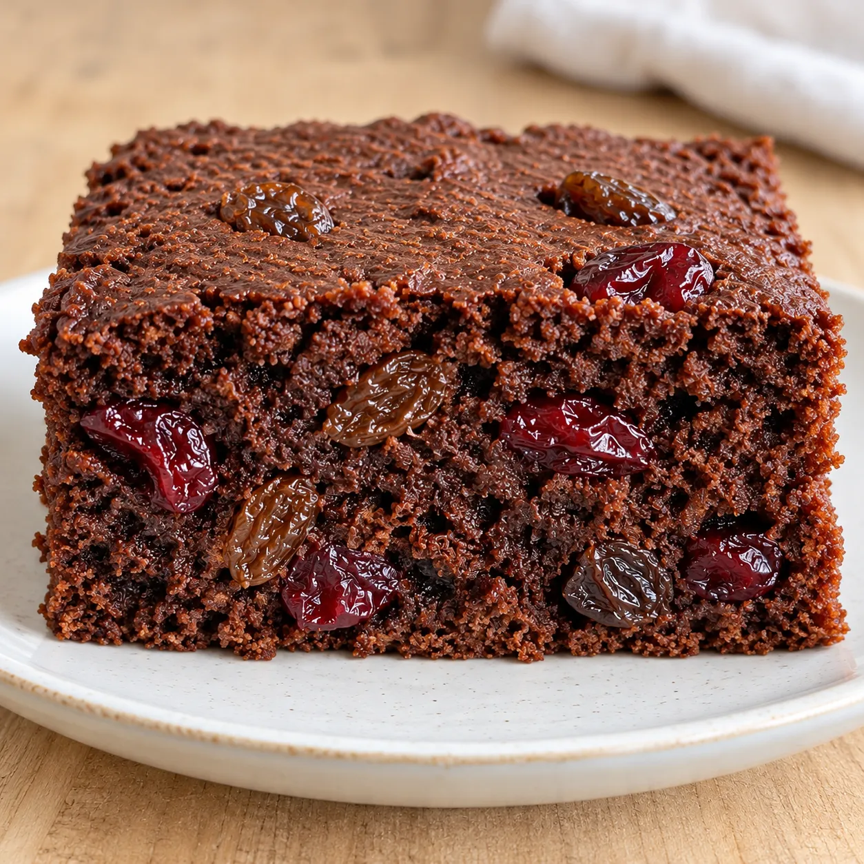 Chocolate sheet cake with vanilla and raisins — cranberries
