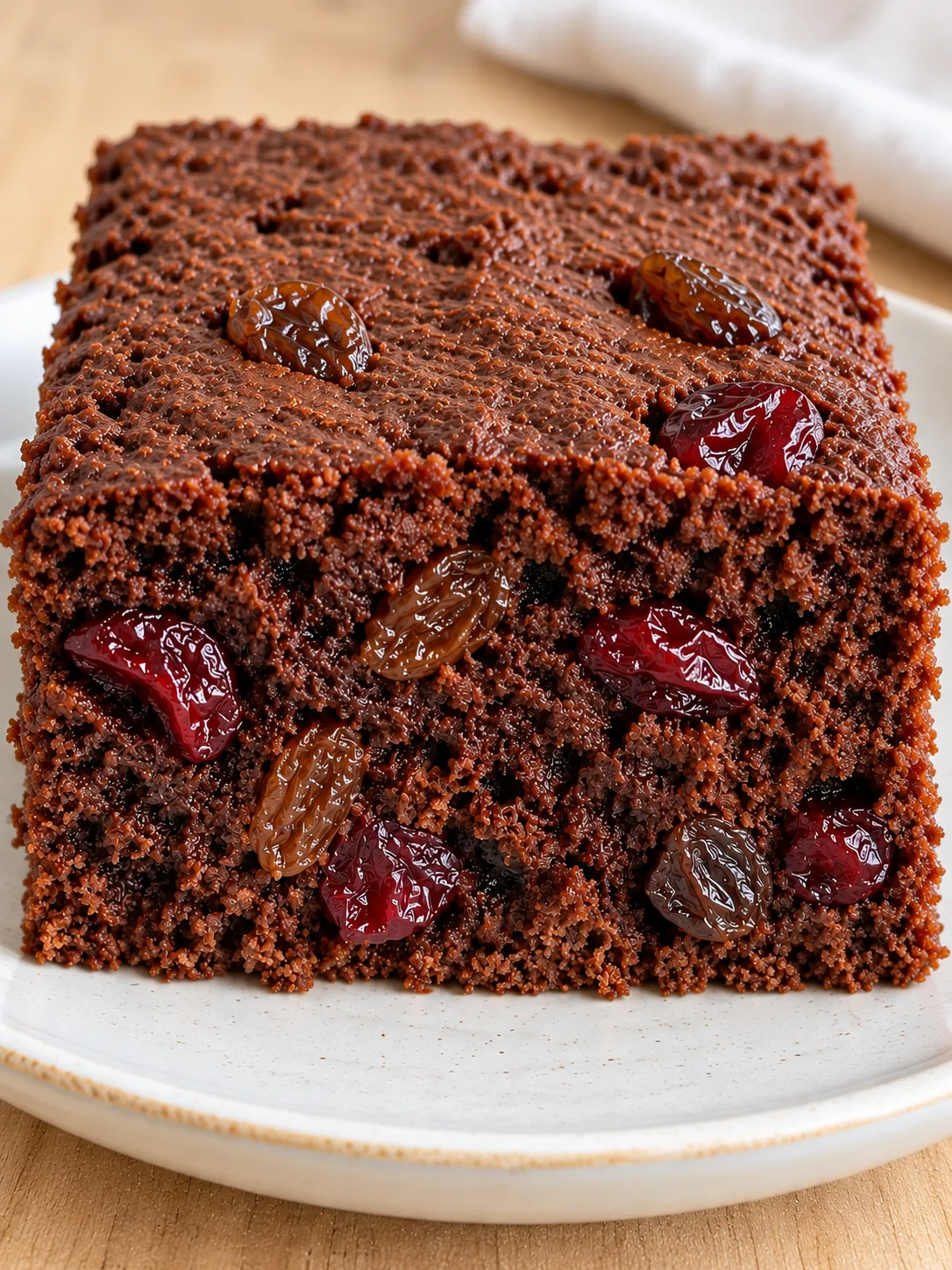 Chocolate sheet cake with vanilla and raisins — cranberries