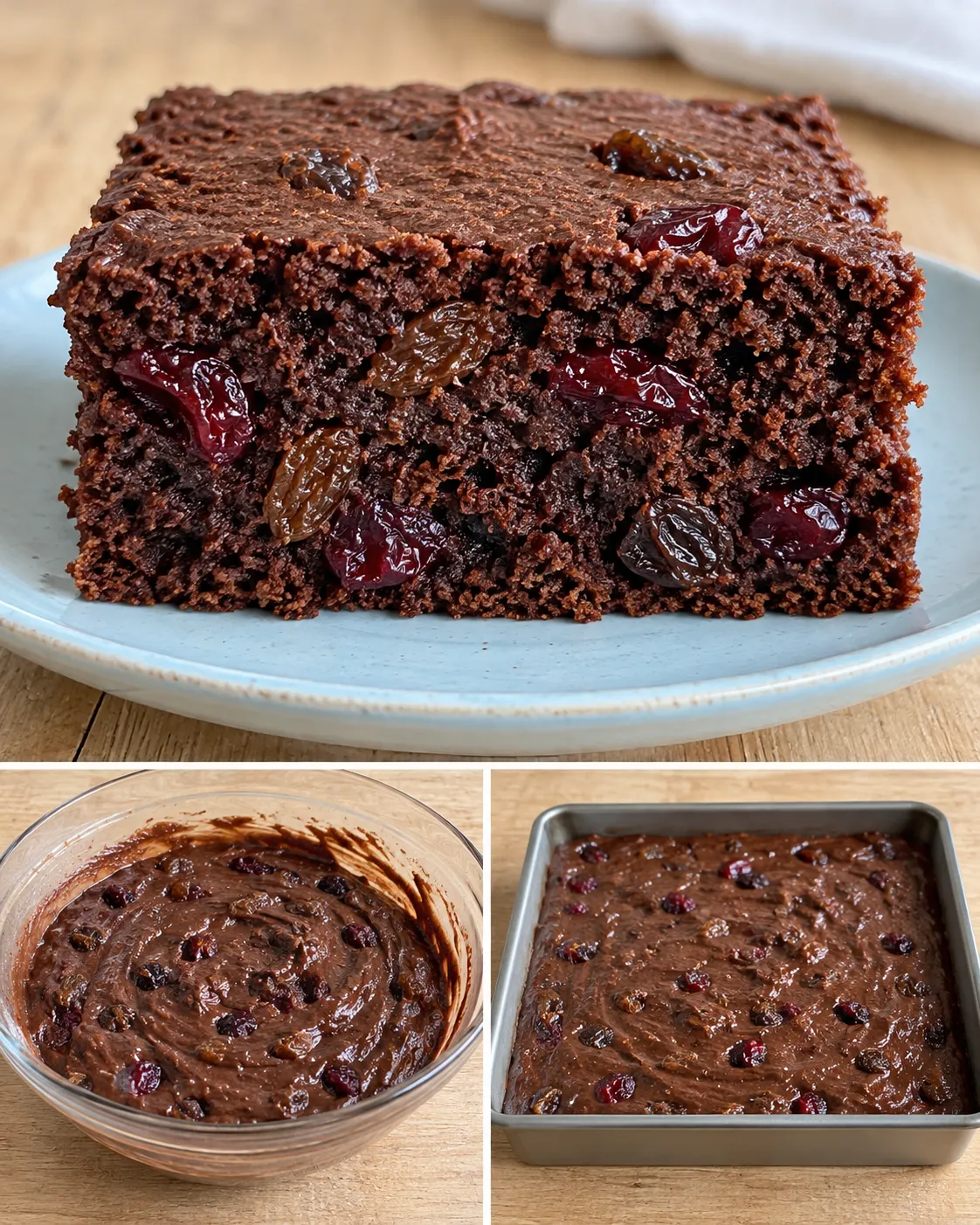 Chocolate sheet cake with vanilla and raisins — cranberries
