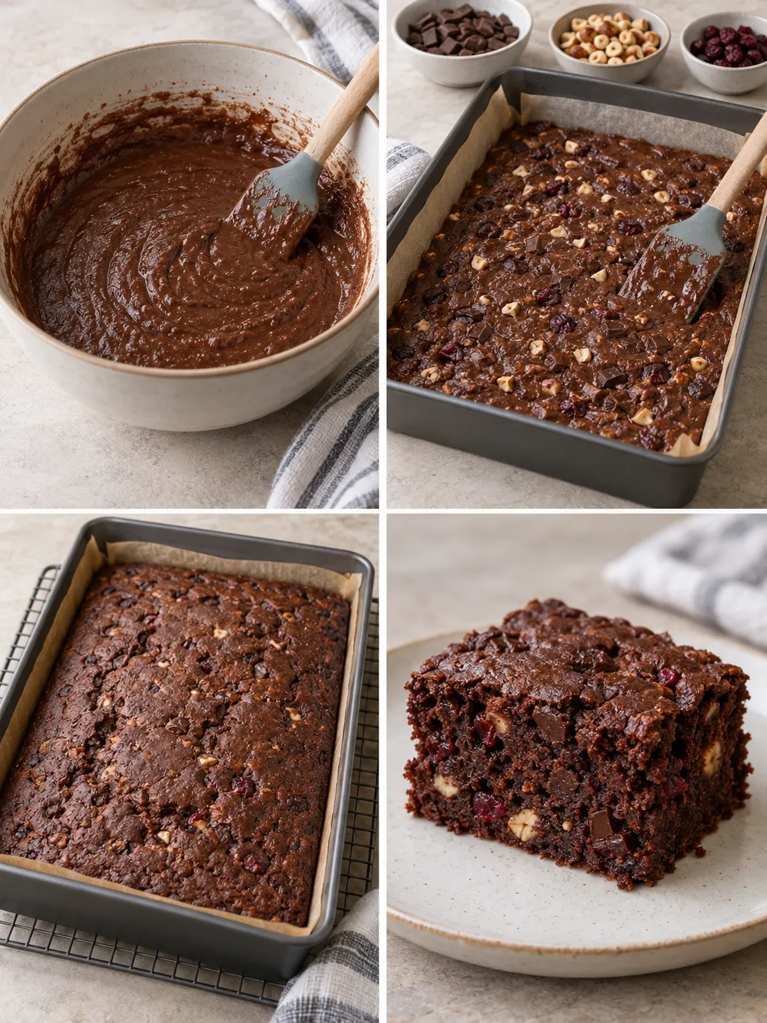 Chocolate sheet cake with chocolate and hazelnuts — cranberries