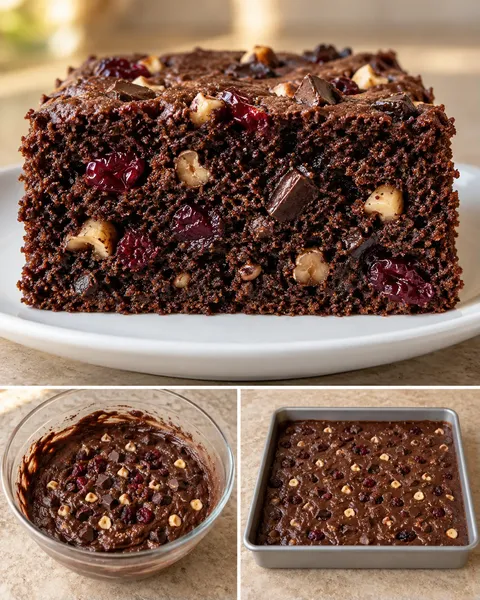 Chocolate sheet cake with chocolate and hazelnuts — cranberries