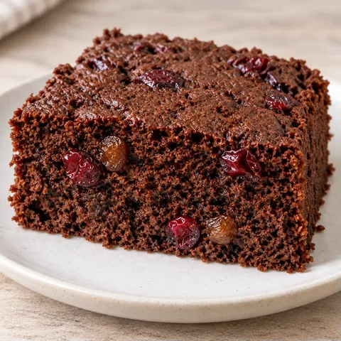 Chocolate sheet cake with cranberries and orange — raisins