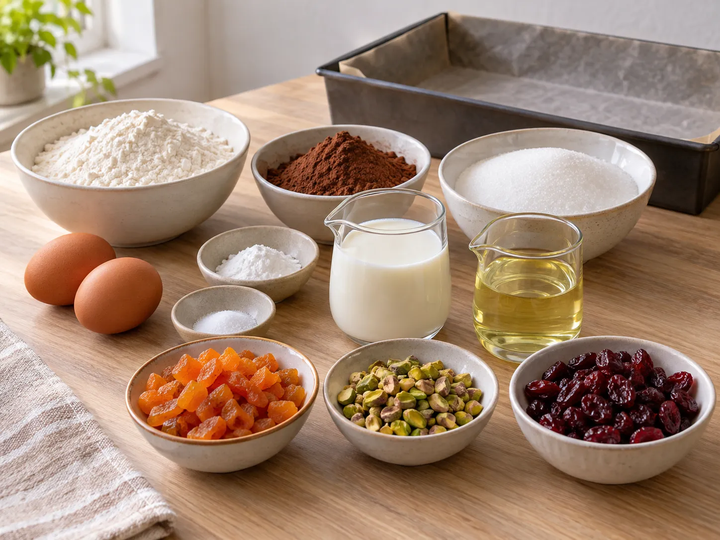all-purpose wheat flour, unsweetened cocoa powder, granulated sugar, baking powder