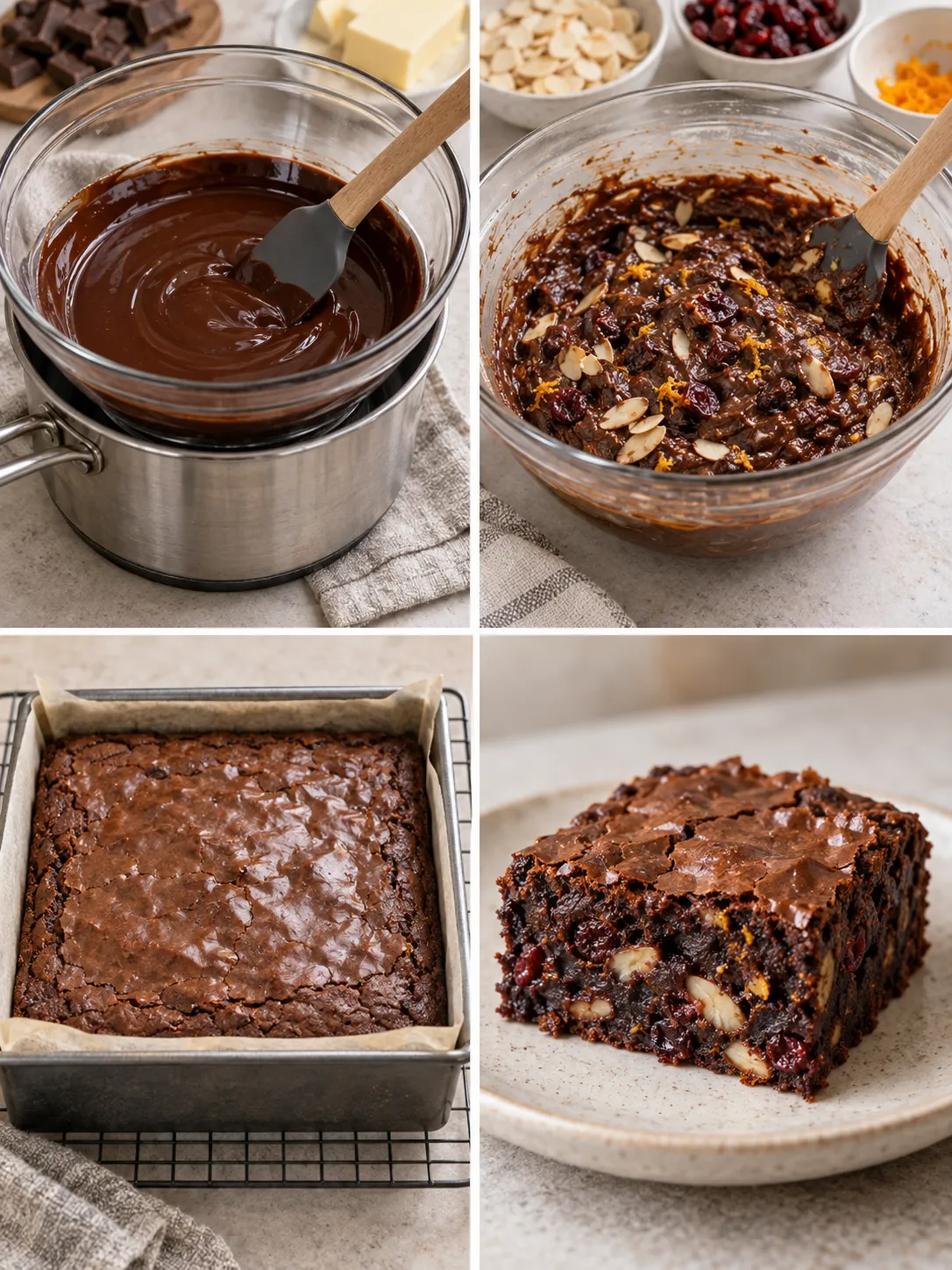 Brownies with orange and almonds — cranberries