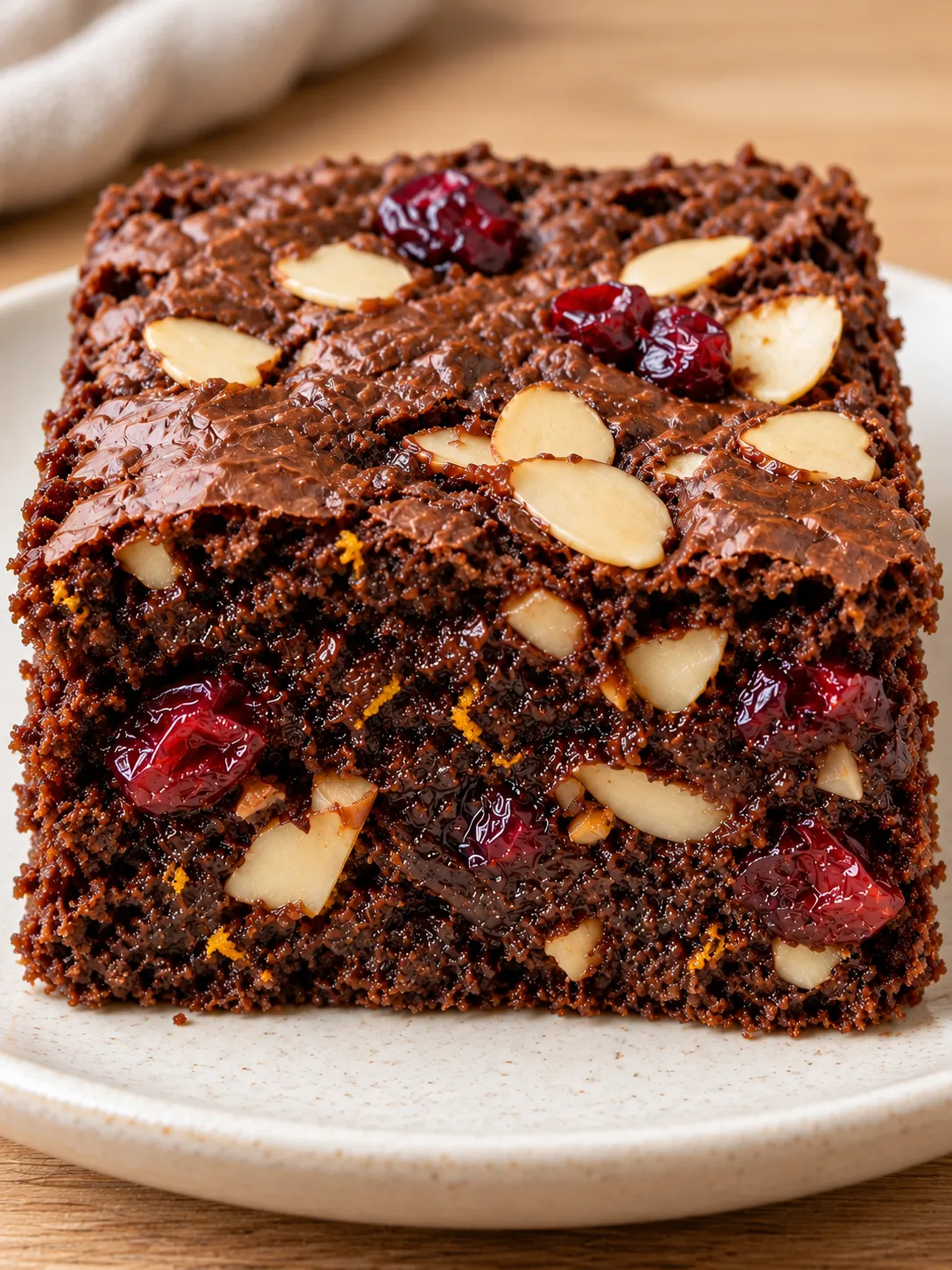 Brownies with orange and almonds — cranberries