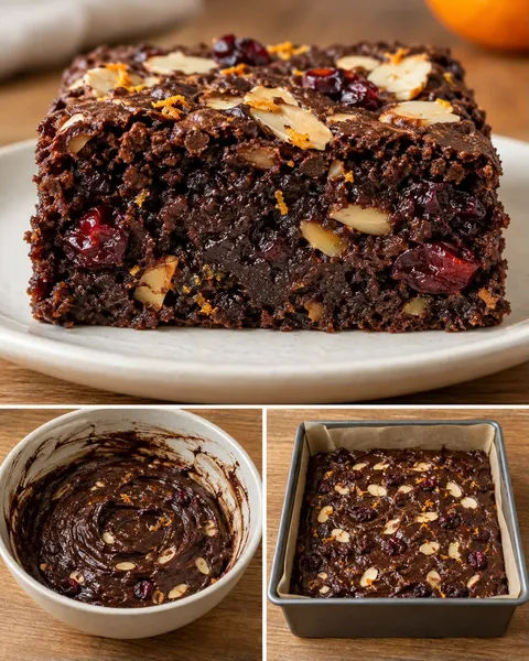 Brownies with orange and almonds — cranberries