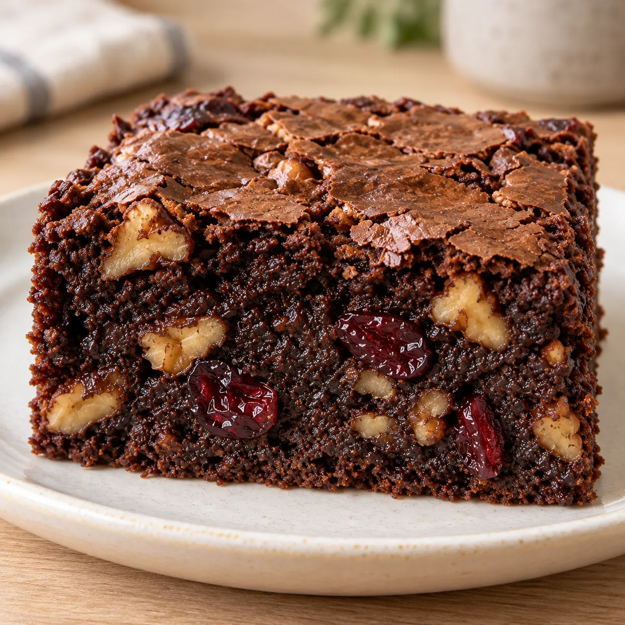 Brownies with coffee and walnuts — cranberries