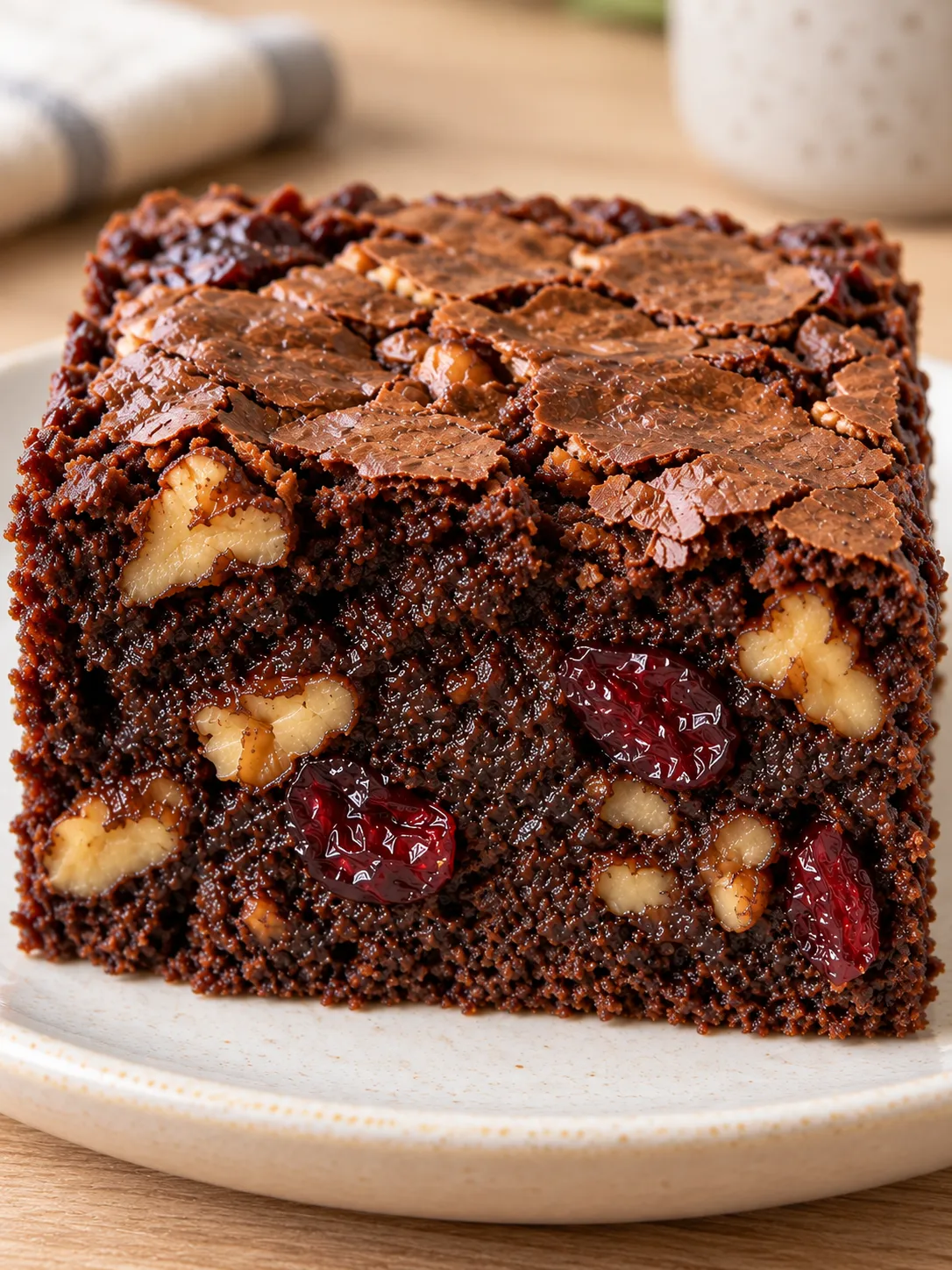 Brownies with coffee and walnuts — cranberries
