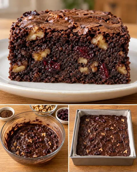 Brownies with coffee and walnuts — cranberries
