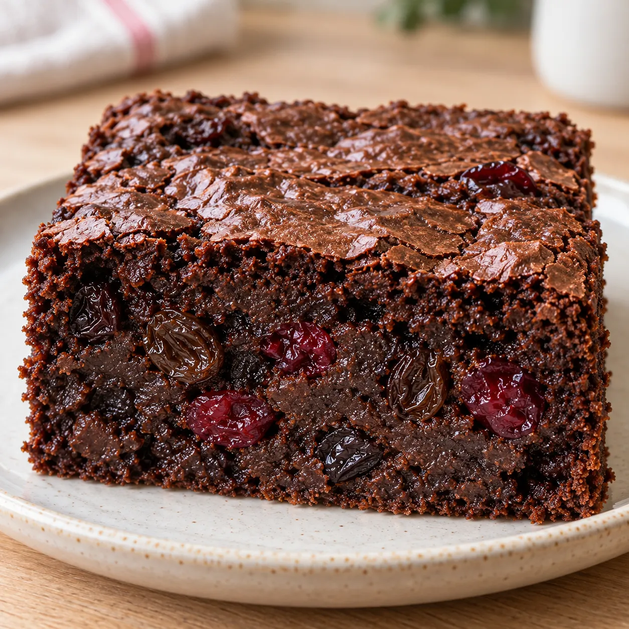 Brownies with vanilla and raisins — cranberries