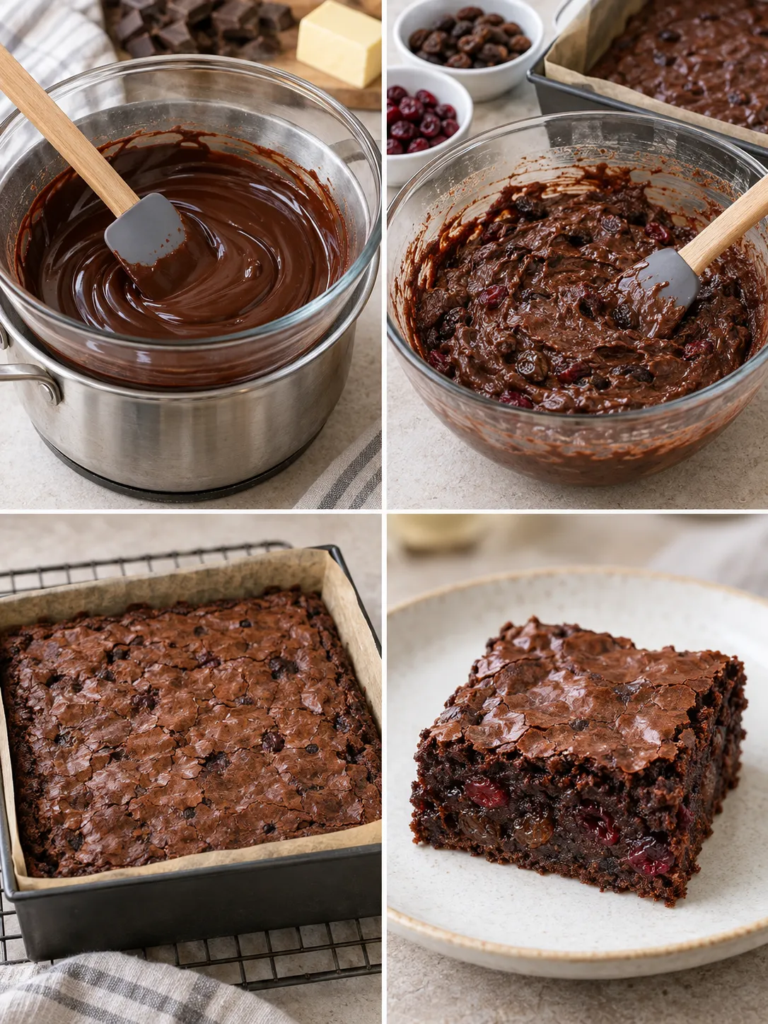Brownies with vanilla and raisins — cranberries