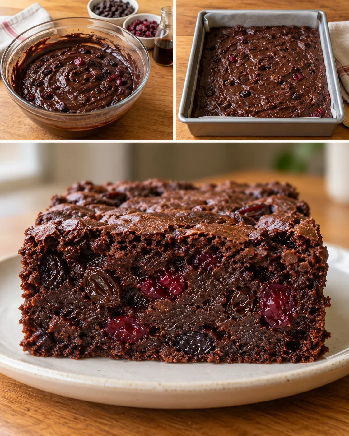 Brownies with vanilla and raisins — cranberries