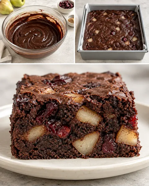 Brownies with cardamom and pear — cranberries