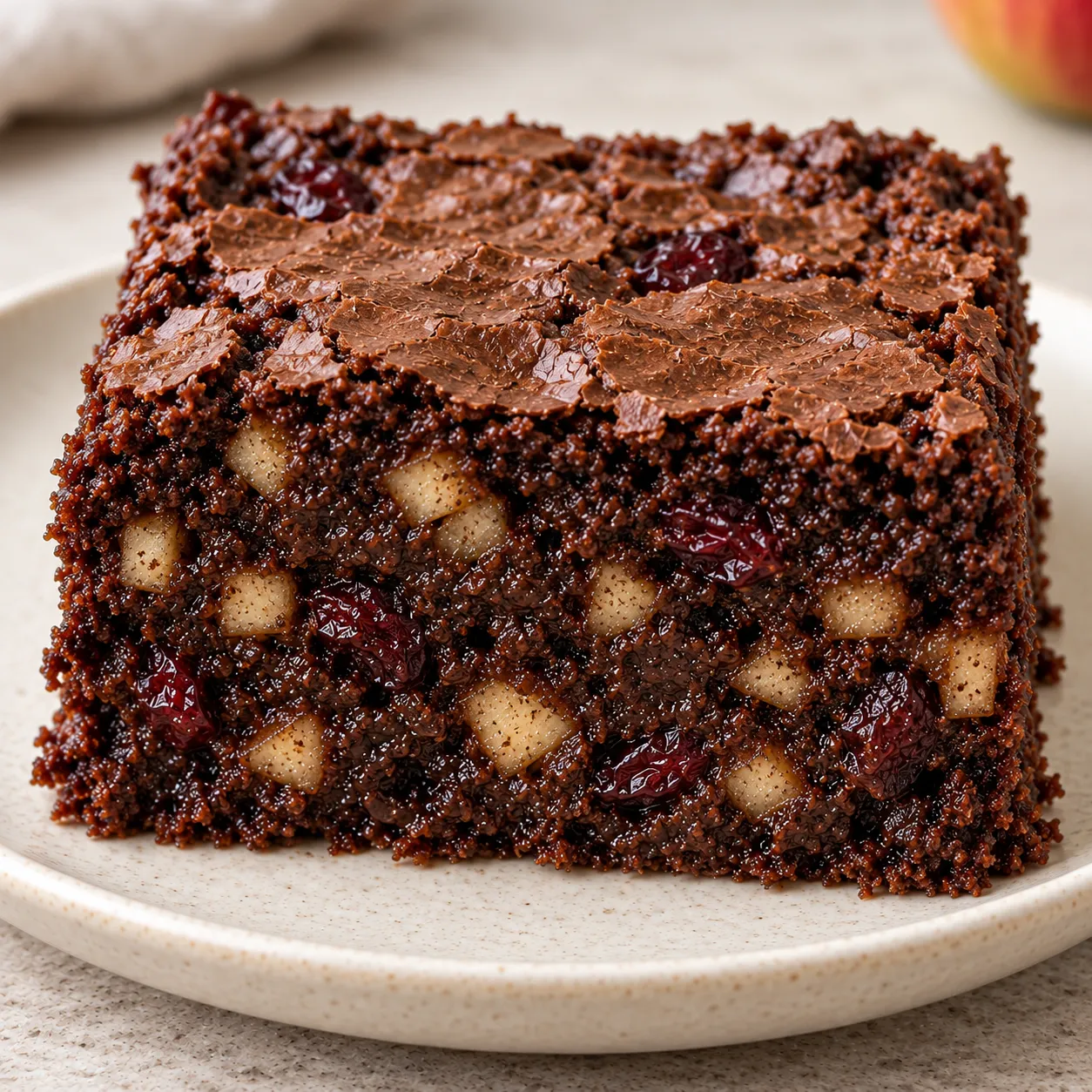 Brownies with cinnamon and apple — cranberries