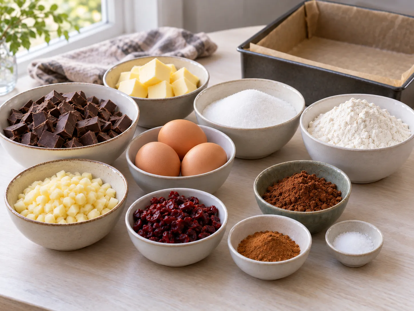 dark chocolate, chopped, unsalted butter, softened, granulated sugar, large eggs