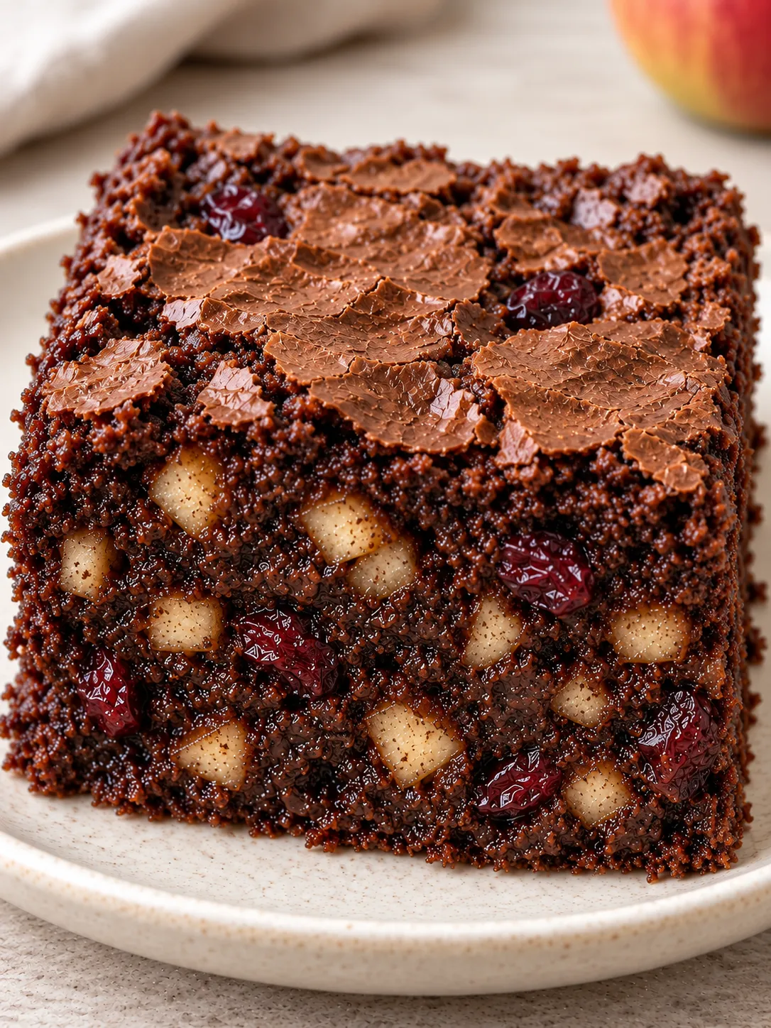 Brownies with cinnamon and apple — cranberries