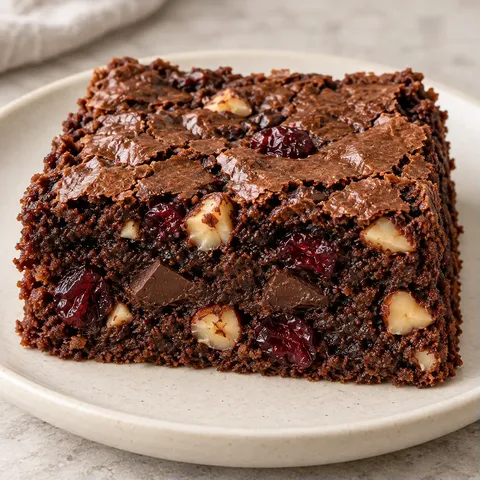 Brownies with chocolate and hazelnuts — cranberries