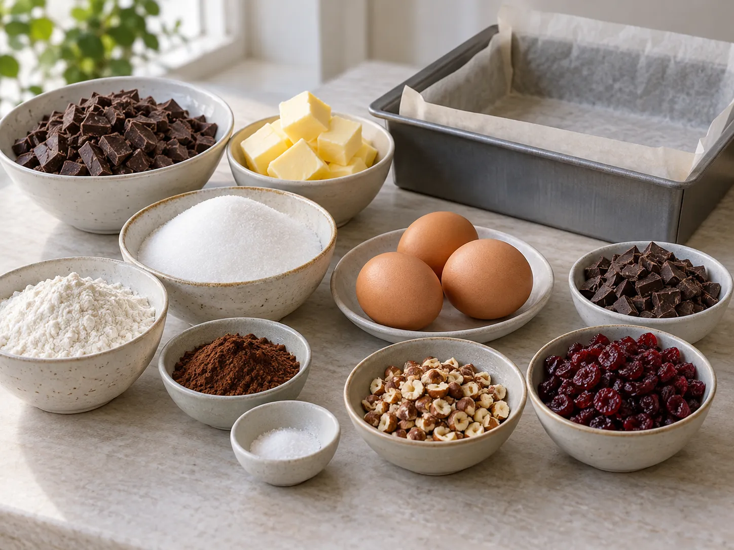 dark chocolate, chopped, unsalted butter, softened, granulated sugar, large eggs