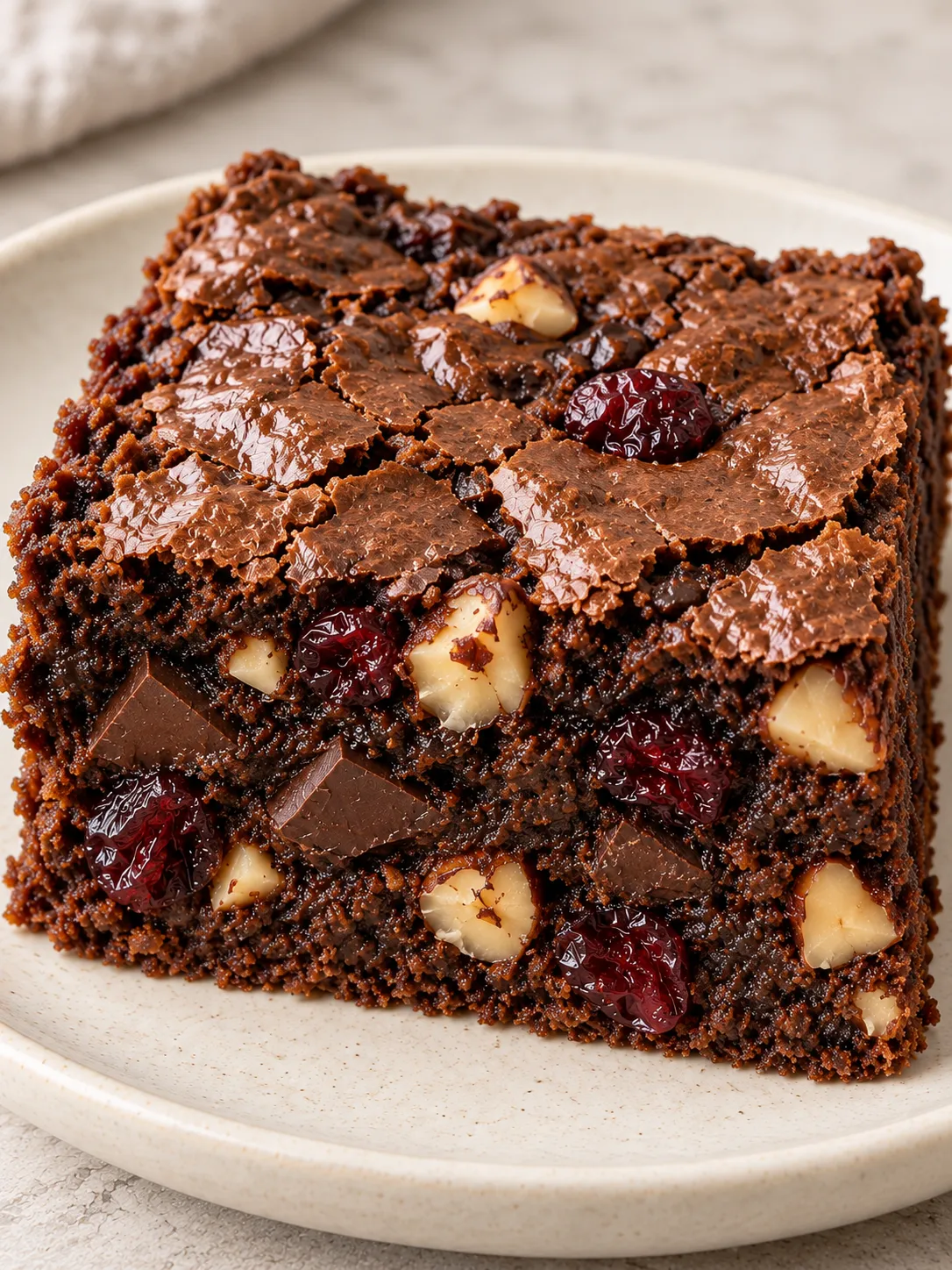Brownies with chocolate and hazelnuts — cranberries