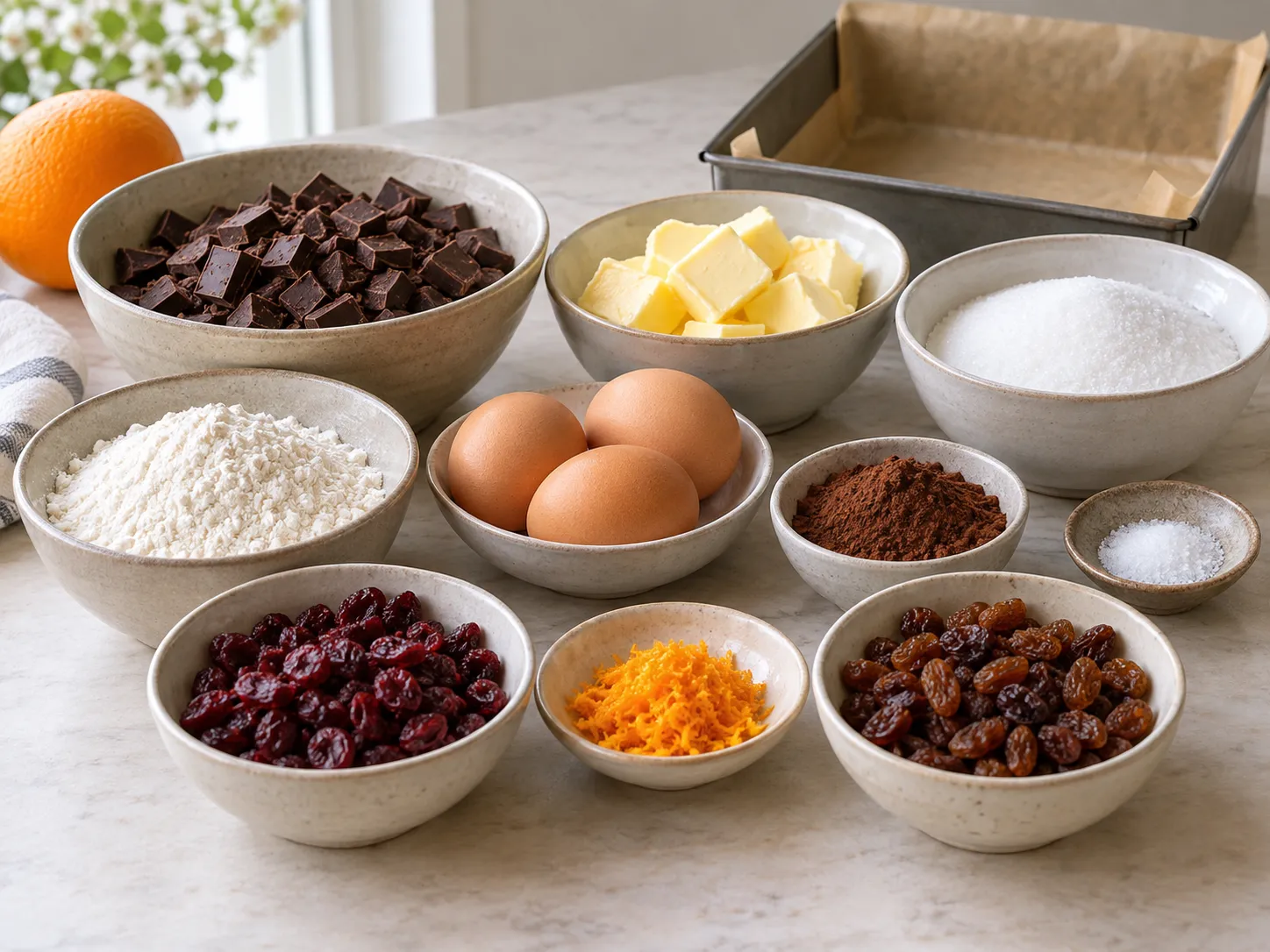 dark chocolate, chopped, unsalted butter, softened, granulated sugar, large eggs