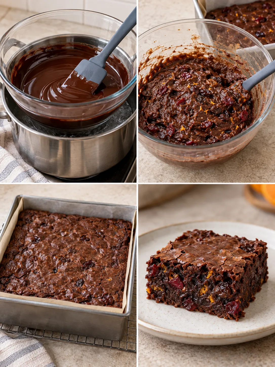 Brownies with cranberries and orange — raisins
