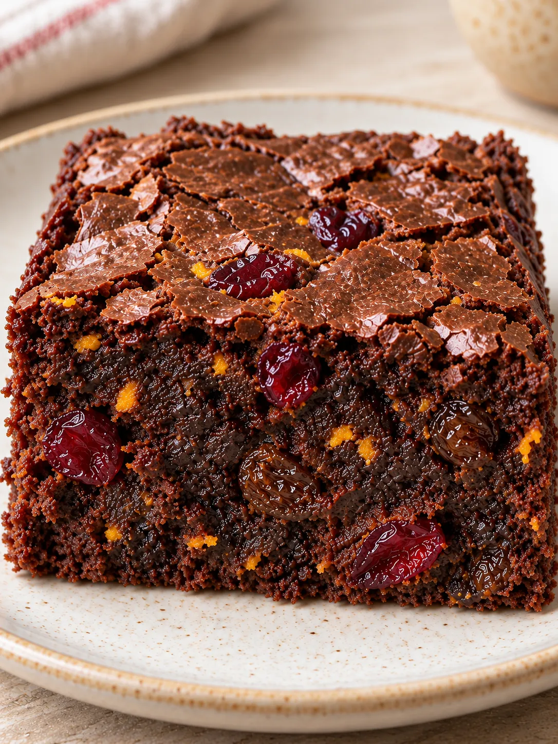 Brownies with cranberries and orange — raisins