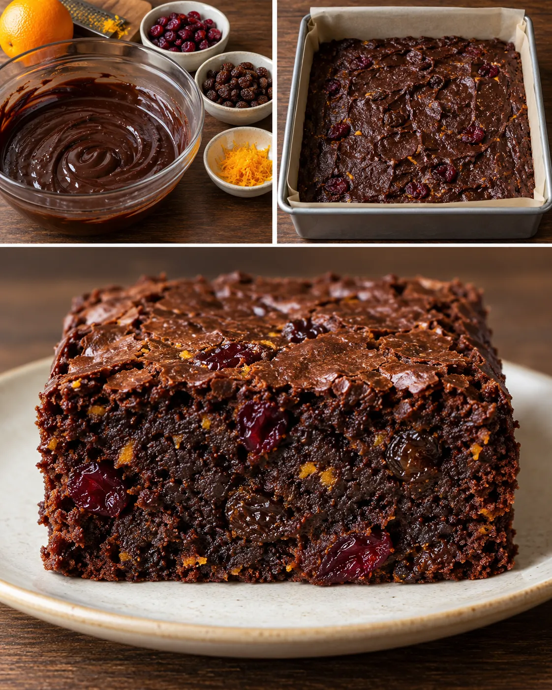 Brownies with cranberries and orange — raisins