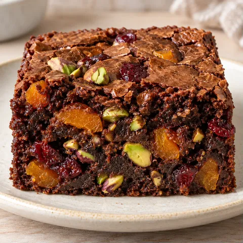 Brownies with apricots and pistachios — cranberries