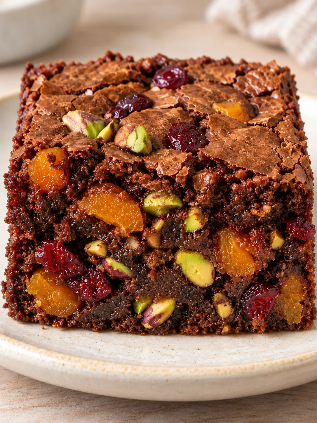 Brownies with apricots and pistachios — cranberries