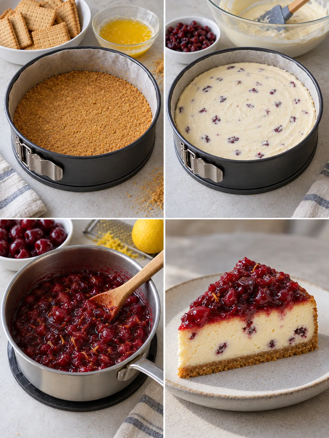 Baked cheesecake with cherries and lemon — cranberries - My Home Made ...