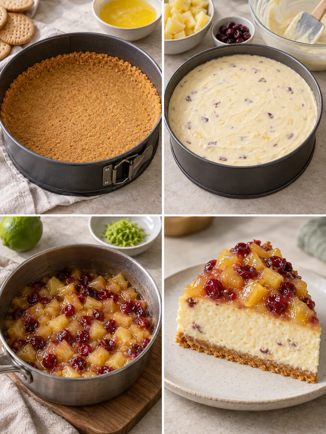 Baked cheesecake with pineapple and lime — cranberries - My Home Made ...