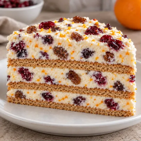 No-bake biscuit cake with cranberries and orange — raisins
