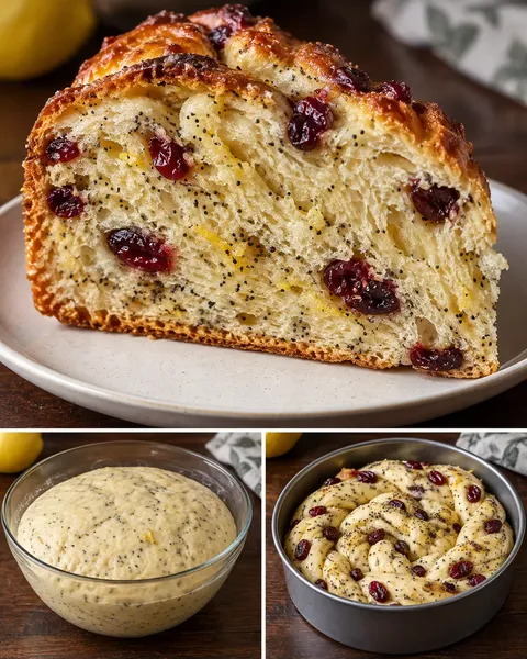 Sweet yeast cake with lemon and poppy seeds — cranberries