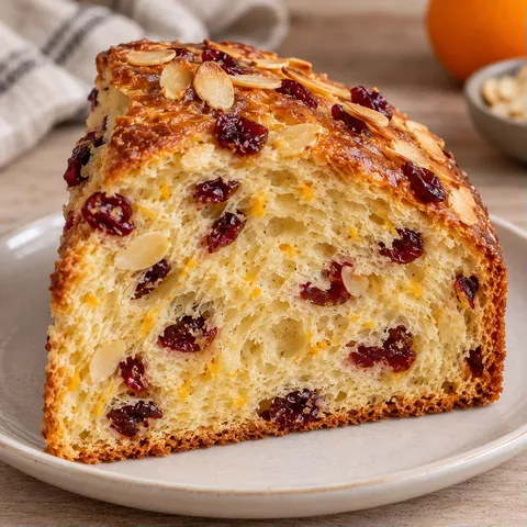 Sweet yeast cake with orange and almonds — cranberries