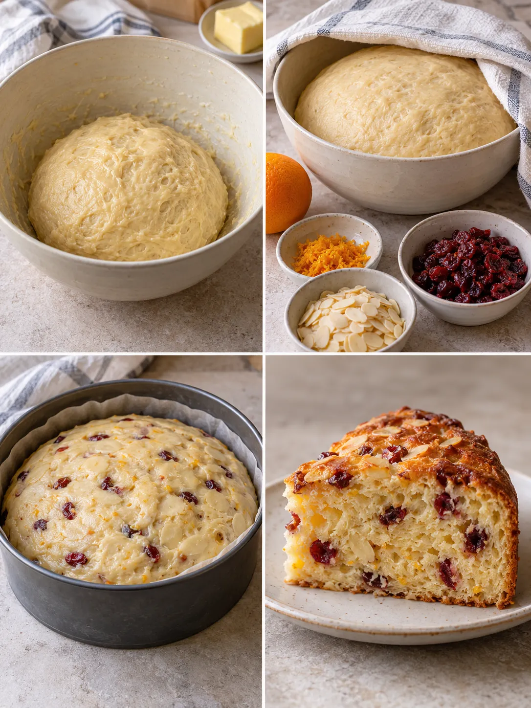 Sweet yeast cake with orange and almonds — cranberries