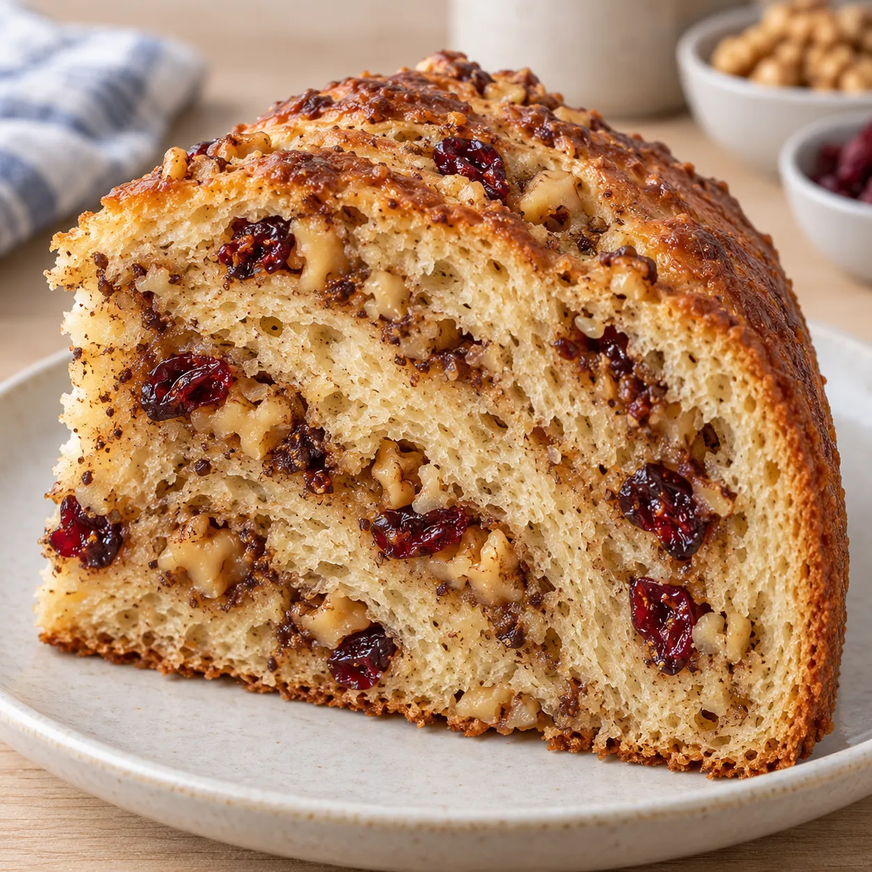 Sweet yeast cake with coffee and walnuts — cranberries