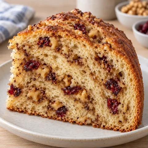 Sweet yeast cake with coffee and walnuts — cranberries