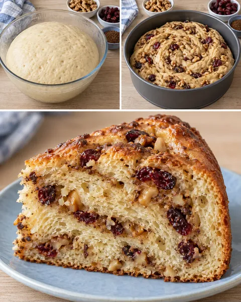 Sweet yeast cake with coffee and walnuts — cranberries