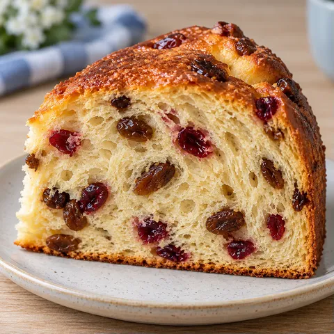 Sweet yeast cake with vanilla and raisins — cranberries