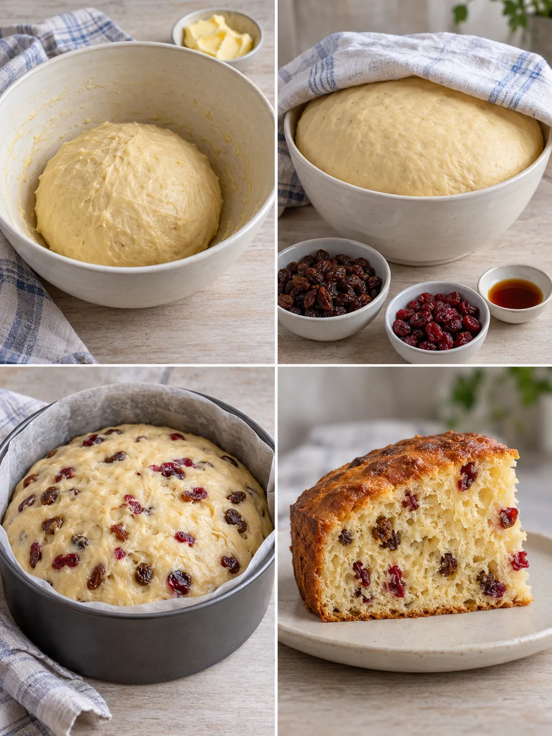 Sweet yeast cake with vanilla and raisins — cranberries