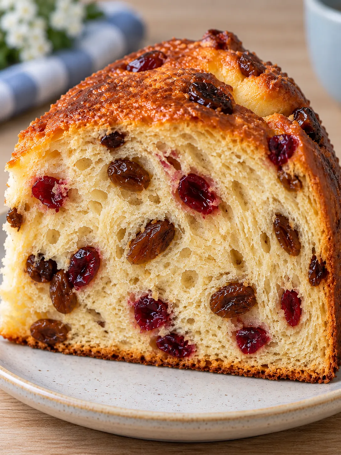 Sweet yeast cake with vanilla and raisins — cranberries