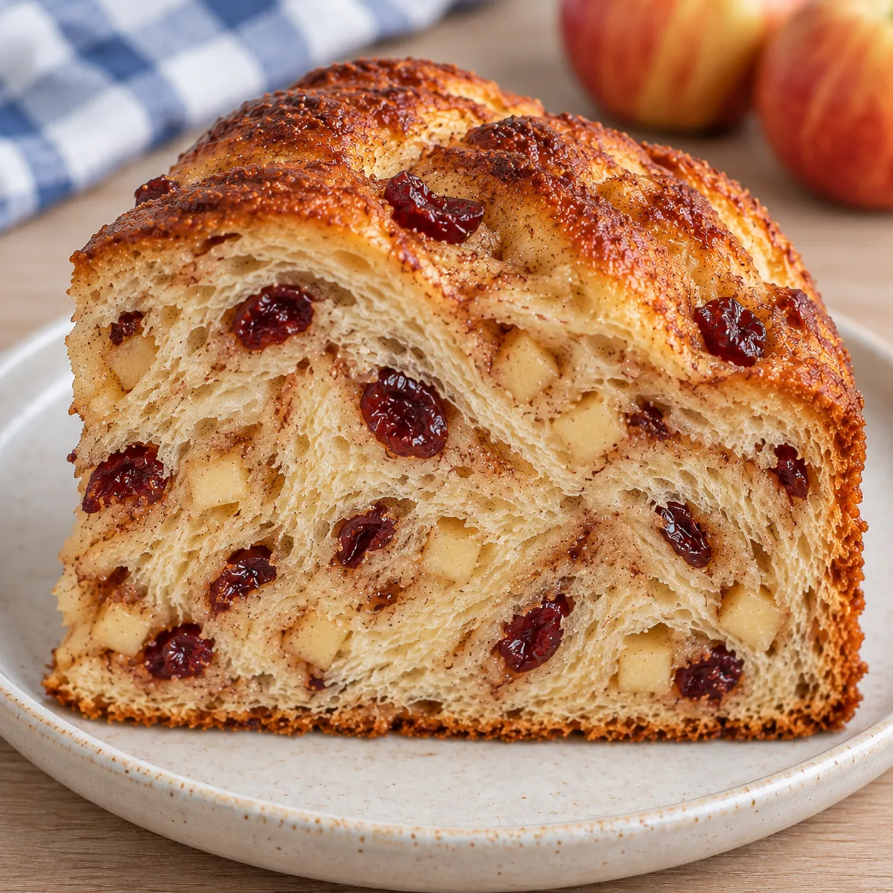 Sweet yeast cake with cinnamon and apple — cranberries
