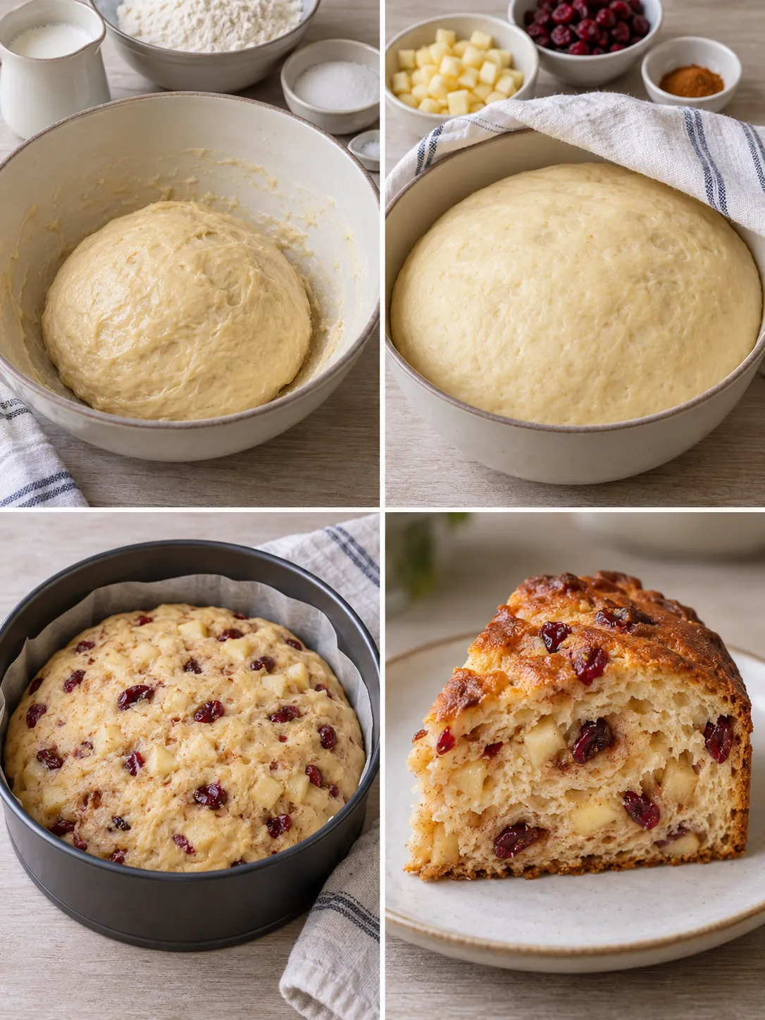 Sweet yeast cake with cinnamon and apple — cranberries