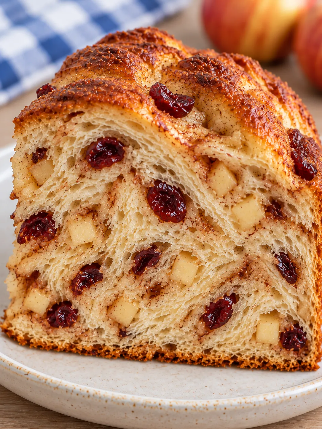 Sweet yeast cake with cinnamon and apple — cranberries