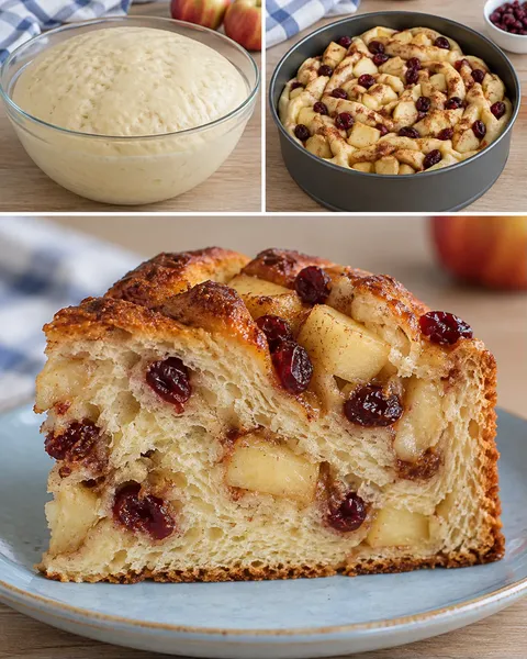 Sweet yeast cake with cinnamon and apple — cranberries